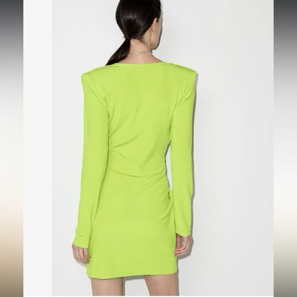 New GAUGE81 Krasnodar Draped Mini Dress Lime Green Medium - Picture 5 of 14